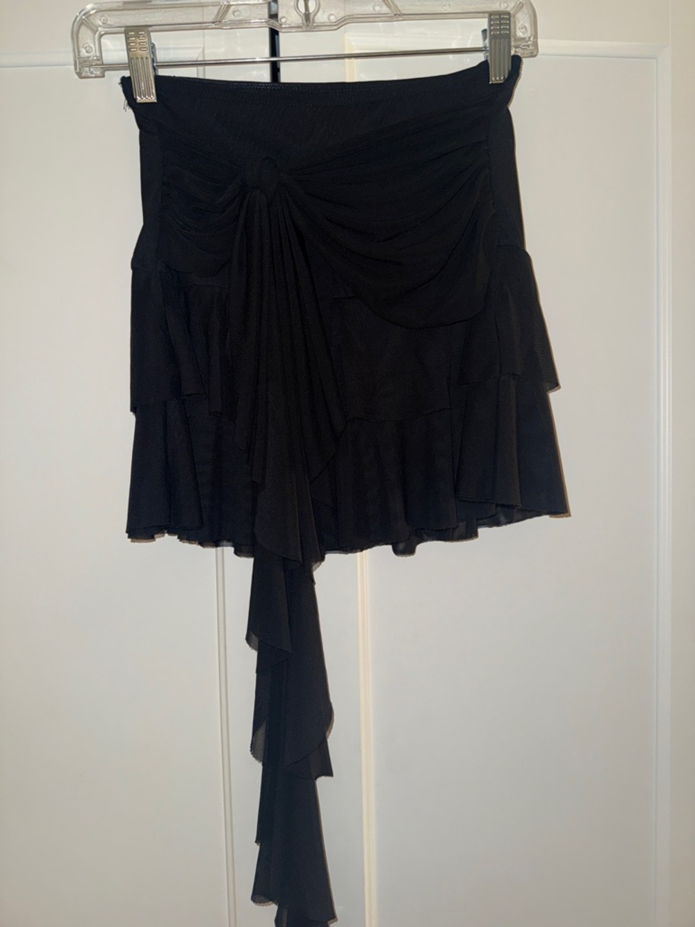 Black Ruffled Tie-Front Women's Skirt